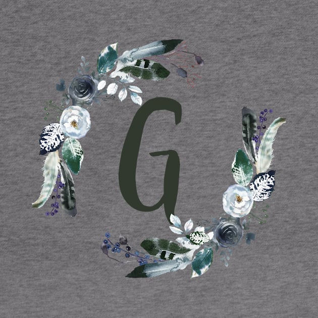 Floral Monogram G Dark Bohemian Flora by floralmonogram